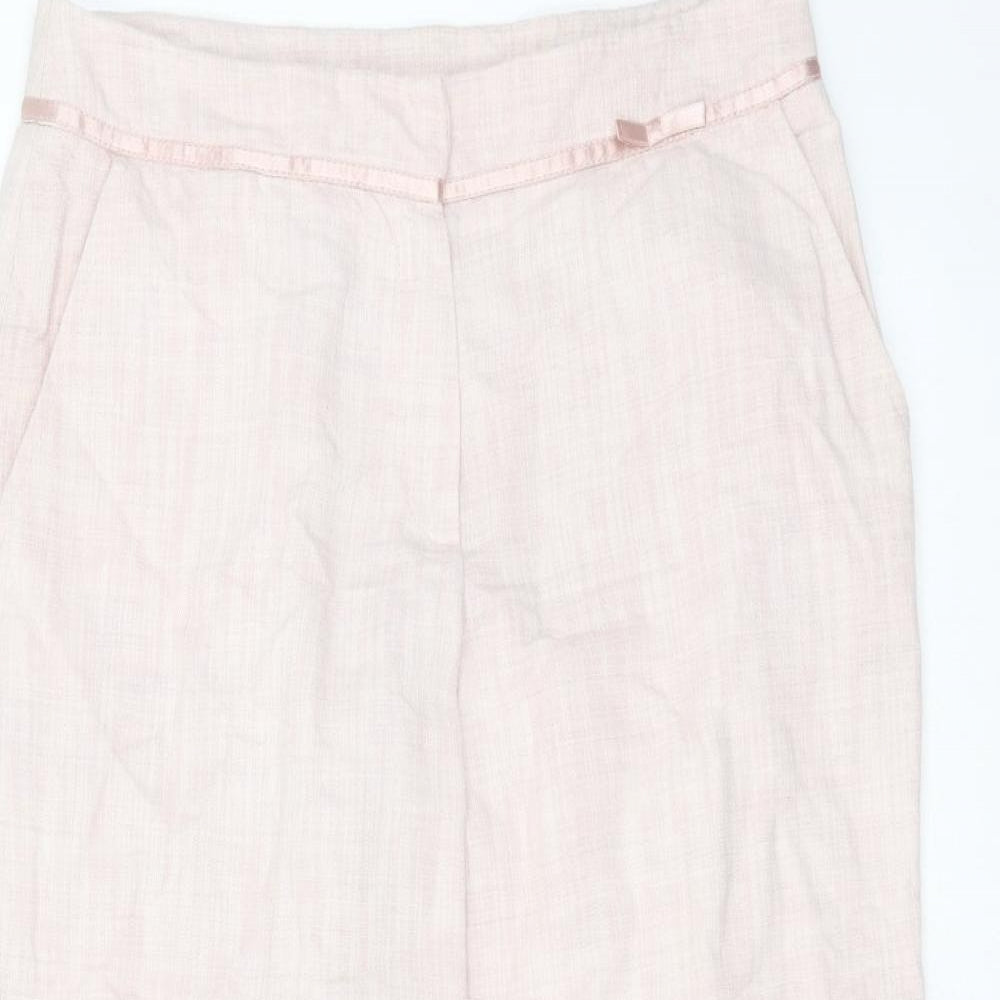 NEXT Womens Pink  Linen Cropped Trousers Size 10 L22 in Regular Zip