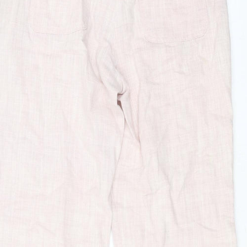 NEXT Womens Pink  Linen Cropped Trousers Size 10 L22 in Regular Zip