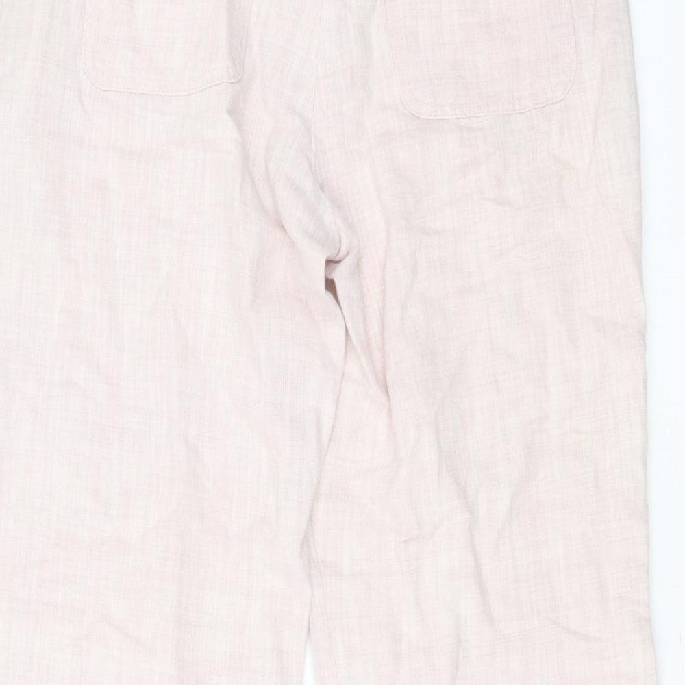 NEXT Womens Pink  Linen Cropped Trousers Size 10 L22 in Regular Zip