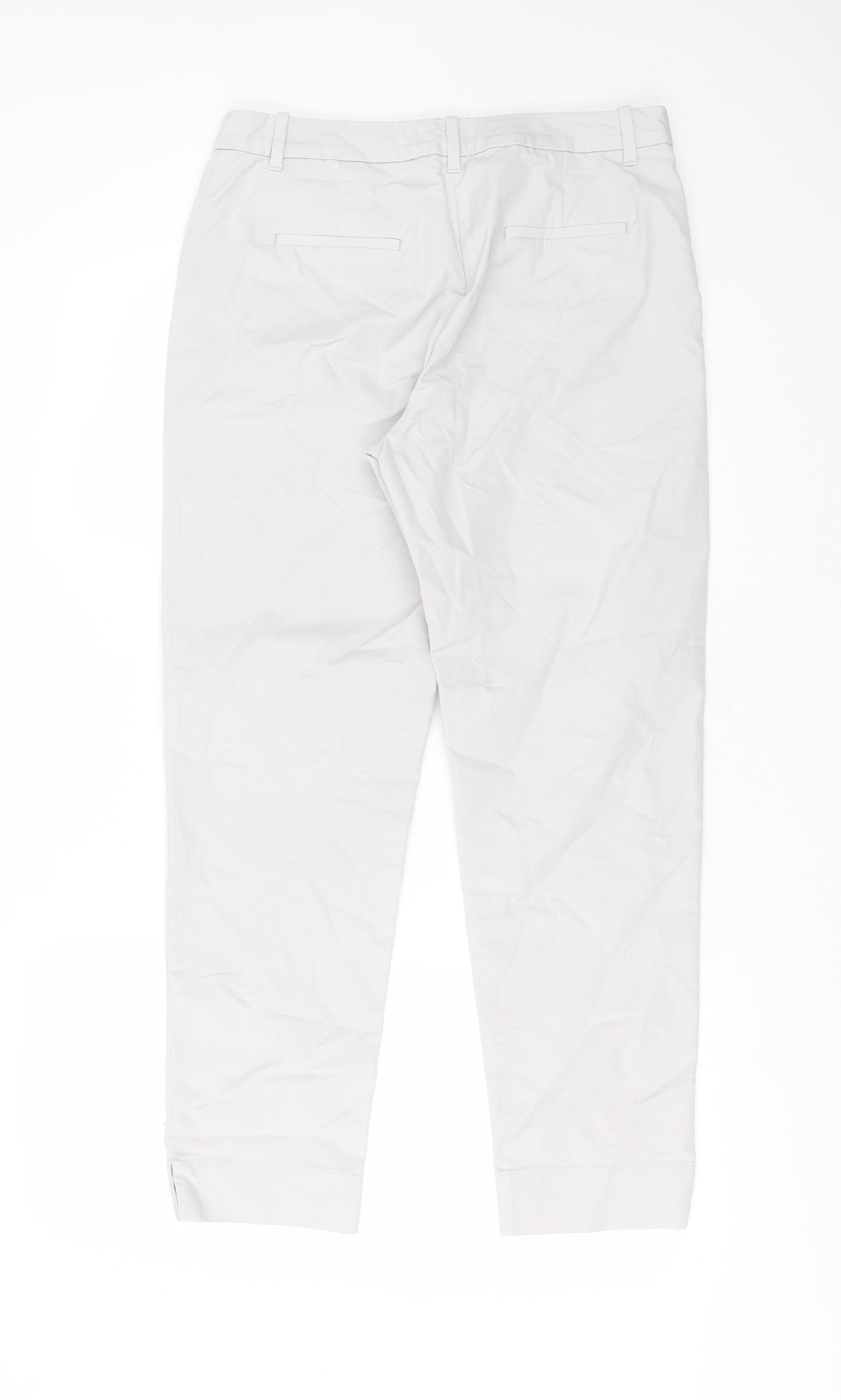 Marks and Spencer Womens Grey  Cotton Chino Trousers Size 10 L27 in Regular Zip