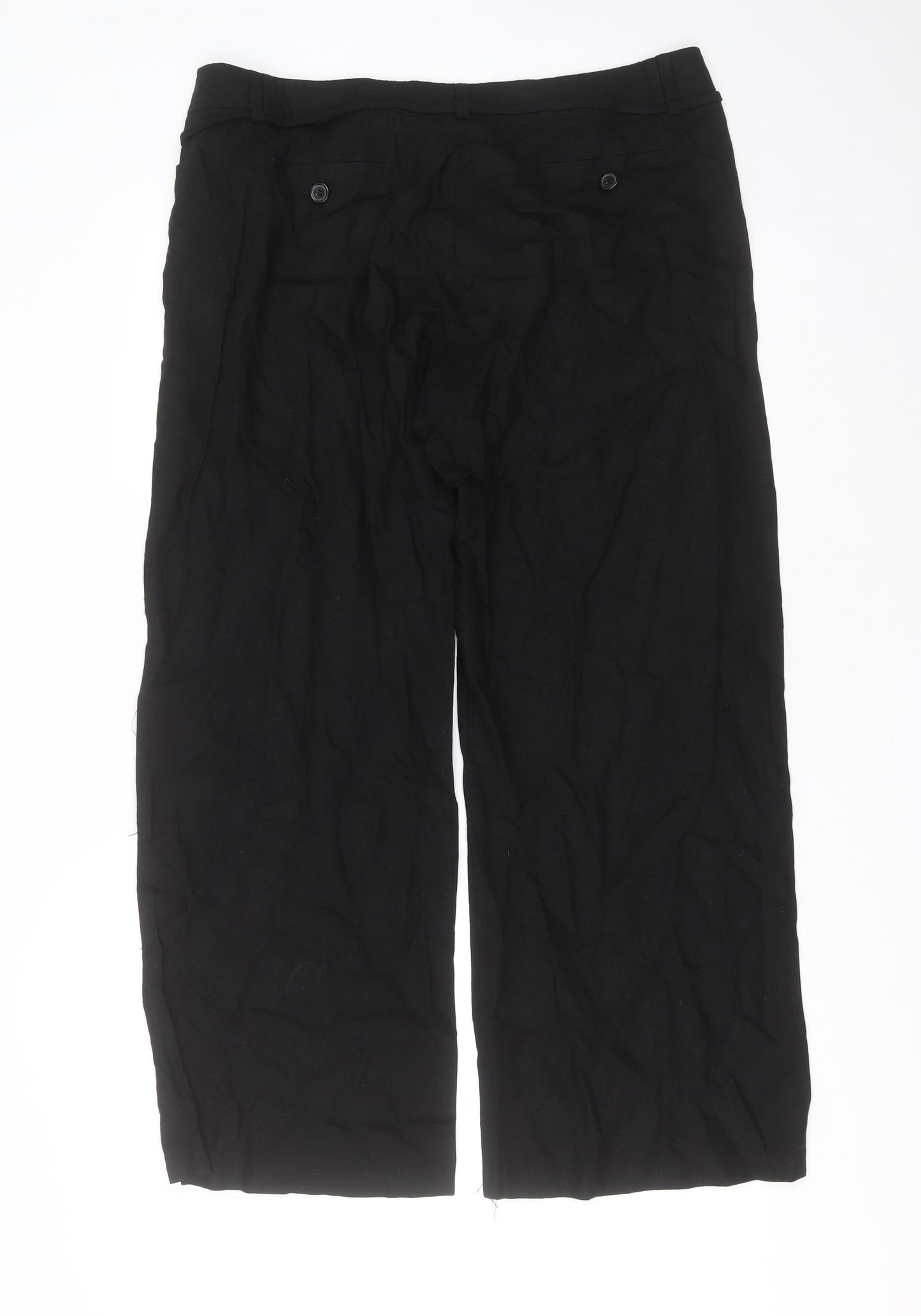 Dorothy Perkins Womens Black  Linen Trousers  Size 16 L28 in Regular Zip