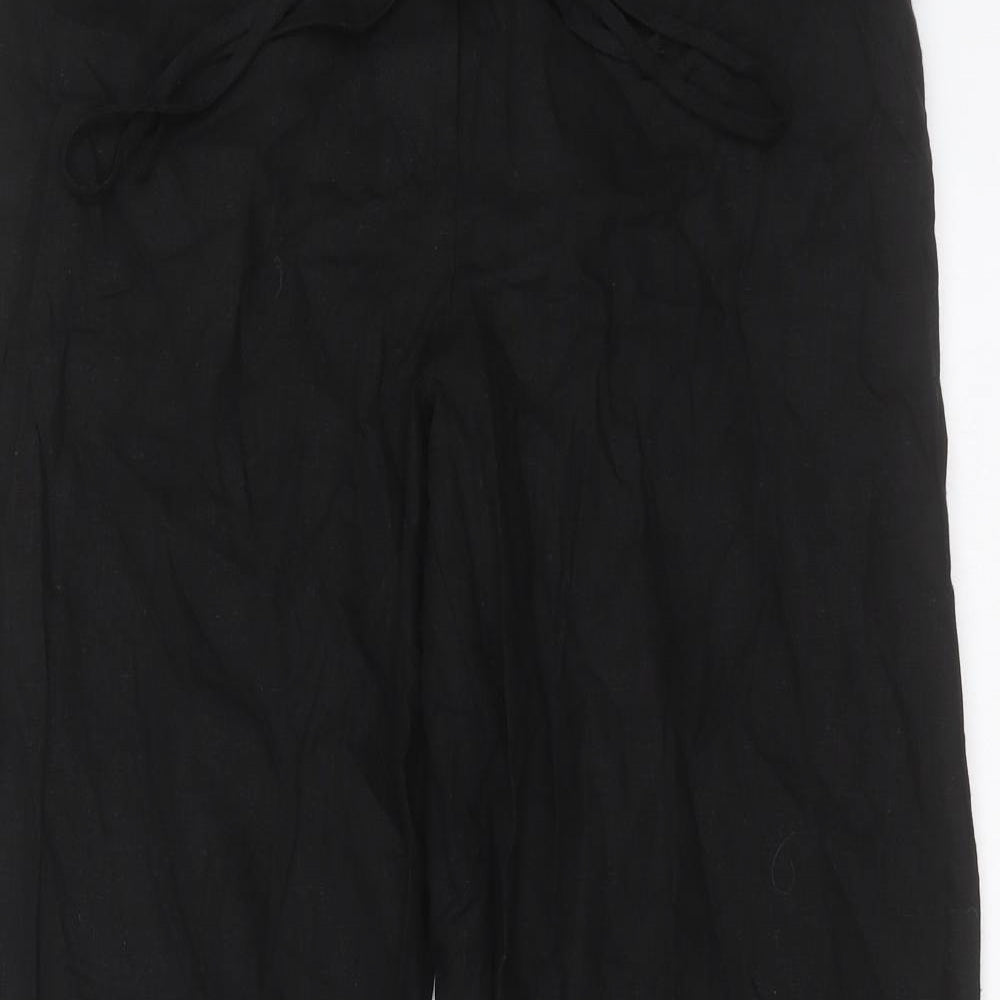 Dorothy Perkins Womens Black  Linen Trousers  Size 16 L28 in Regular Zip