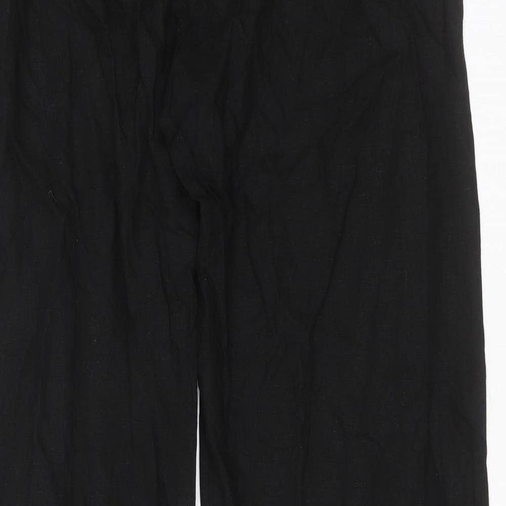 Dorothy Perkins Womens Black  Linen Trousers  Size 16 L28 in Regular Zip