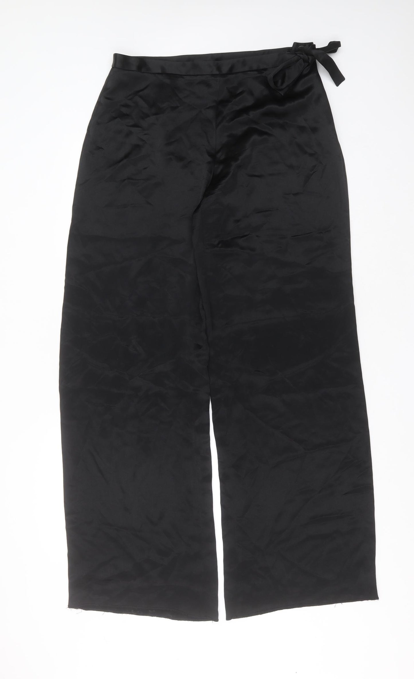NEXT Womens Black  Acetate Trousers  Size 14 L34 in Regular Zip