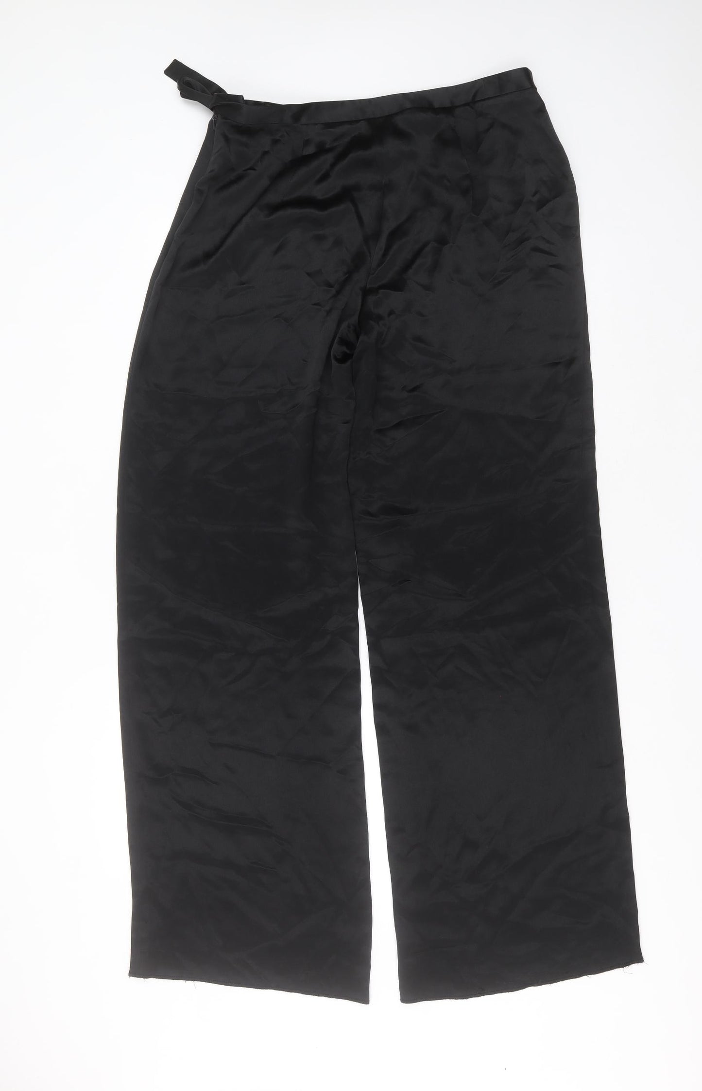 NEXT Womens Black  Acetate Trousers  Size 14 L34 in Regular Zip