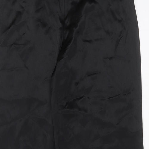 NEXT Womens Black  Acetate Trousers  Size 14 L34 in Regular Zip
