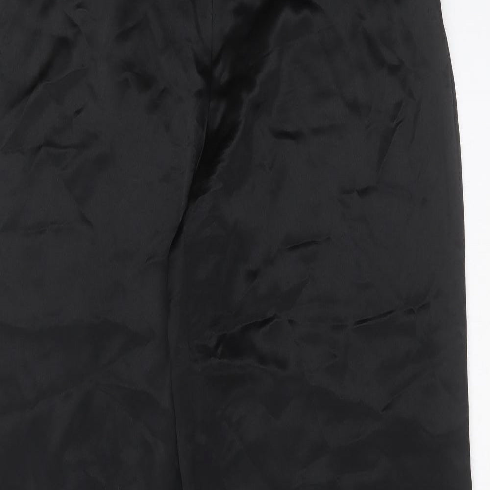 NEXT Womens Black  Acetate Trousers  Size 14 L34 in Regular Zip