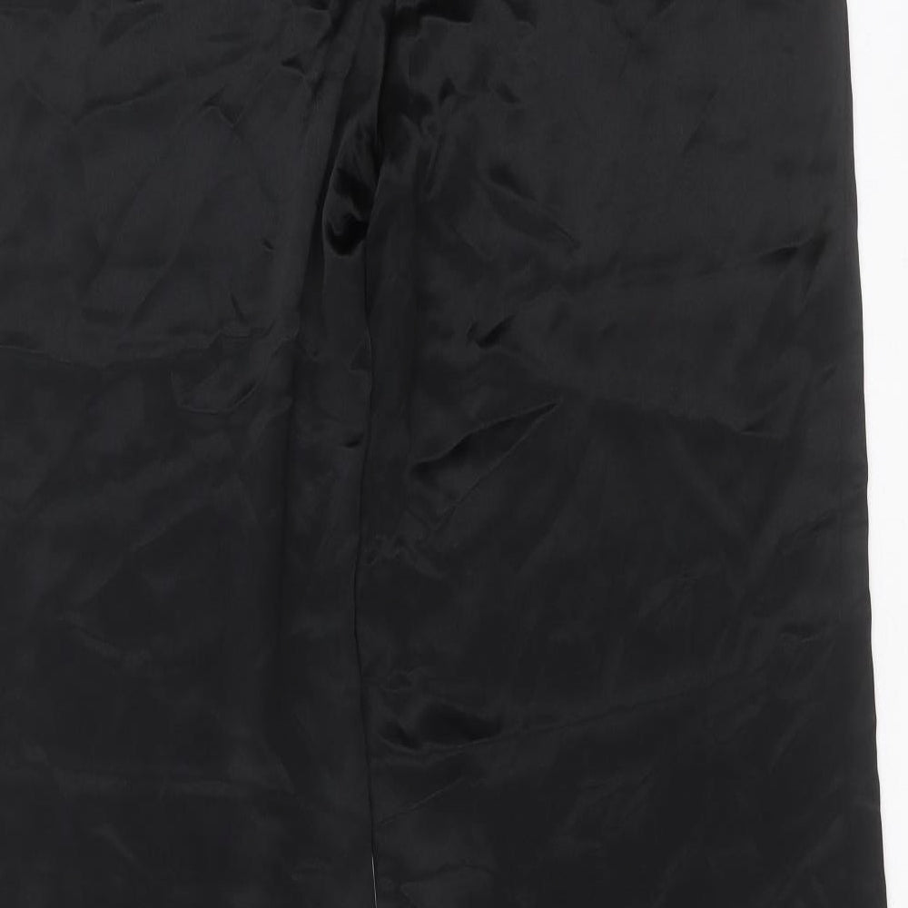 NEXT Womens Black  Acetate Trousers  Size 14 L34 in Regular Zip
