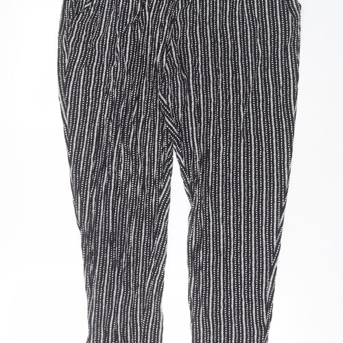 Marks and Spencer Womens Black Striped Viscose Trousers  Size 34 in L28 in Regular