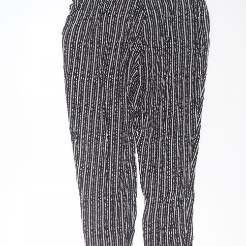 Marks and Spencer Womens Black Striped Viscose Trousers  Size 34 in L28 in Regular