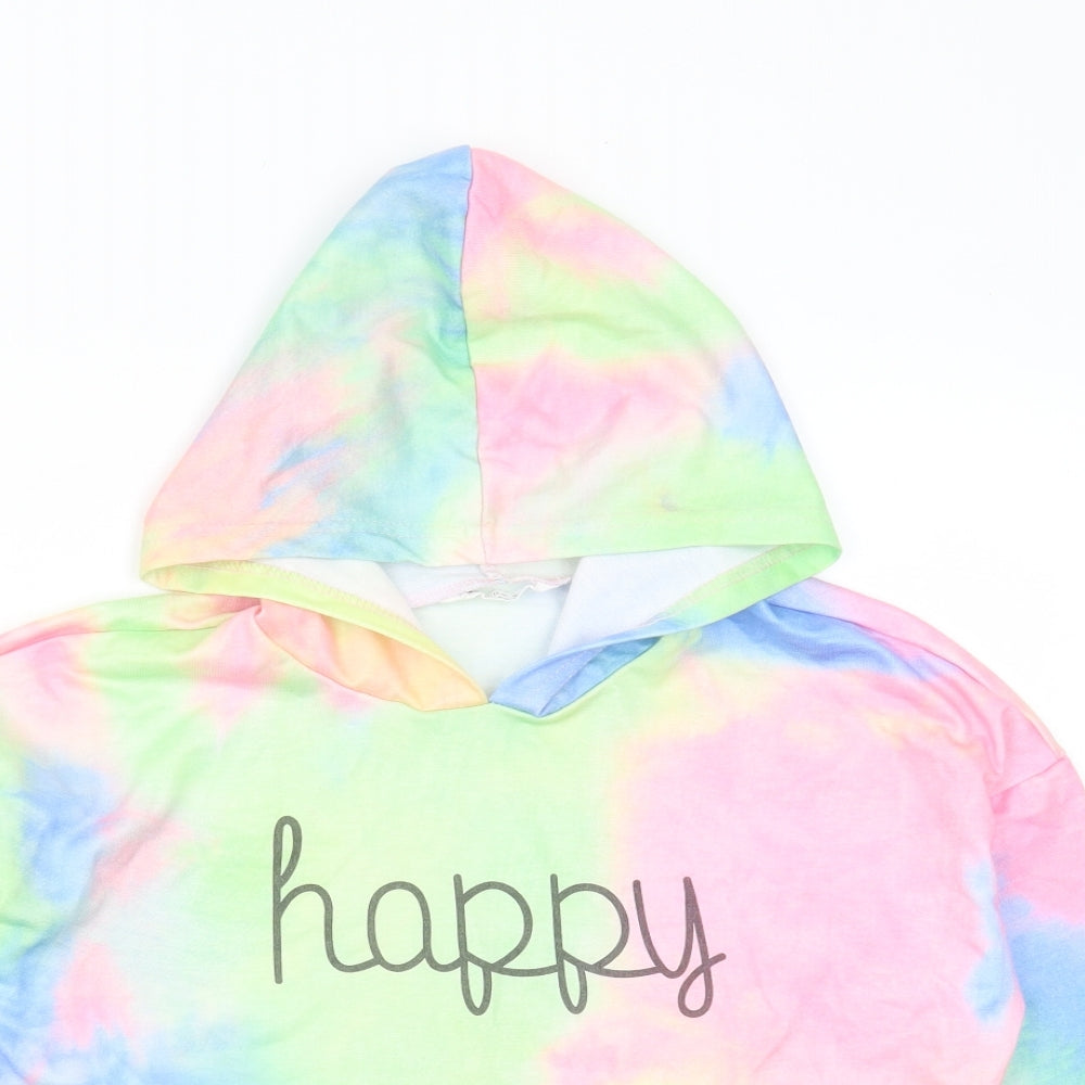 SheIn Girls Multicoloured  Polyester Pullover Hoodie Size 11-12 Years   - tie dye