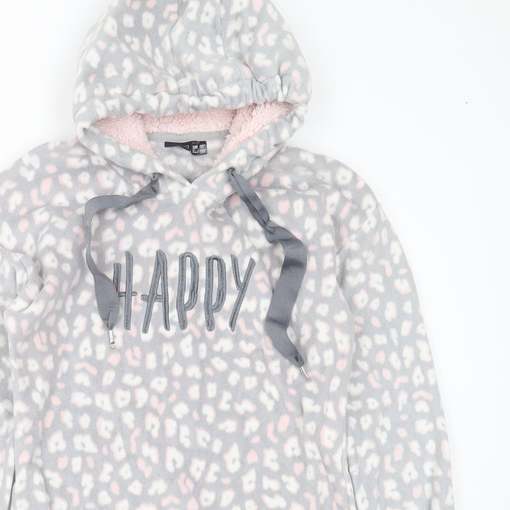 ESMARA Womens Grey Animal Print Polyester Pullover Hoodie Size S   - loungewear hoodie