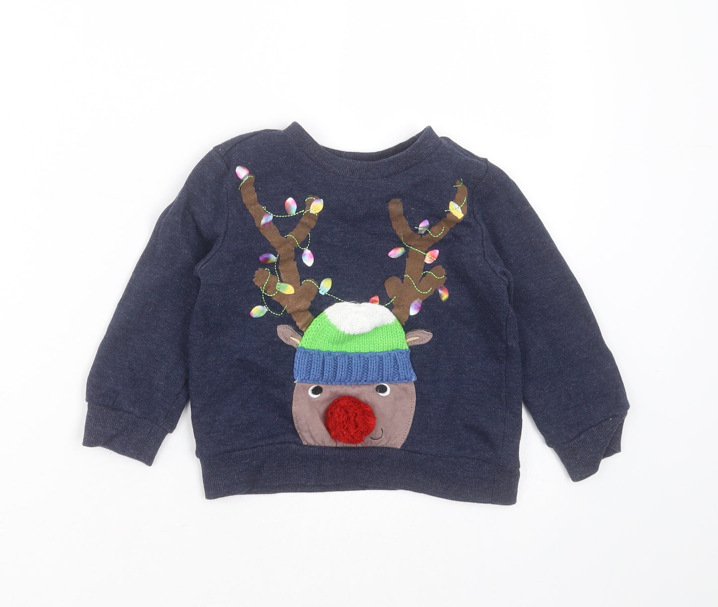 F&F Boys Blue  Cotton Pullover Sweatshirt Size 3-4 Years   - christmas jumper