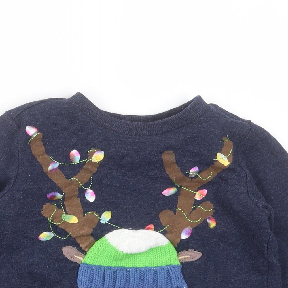 F&F Boys Blue  Cotton Pullover Sweatshirt Size 3-4 Years   - christmas jumper