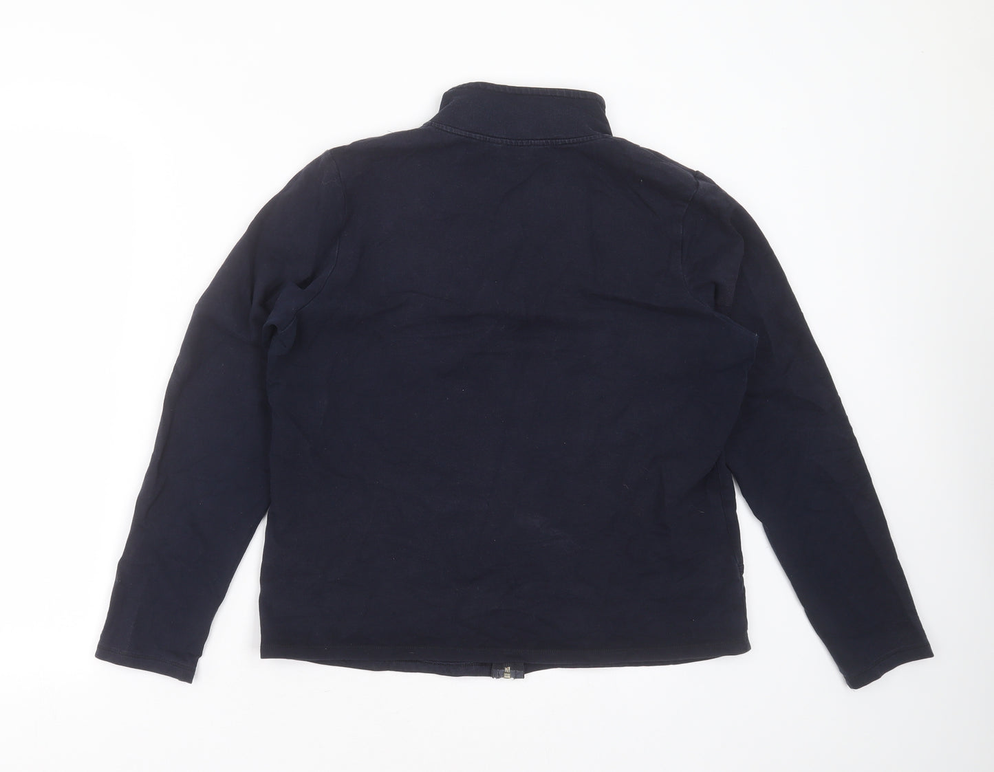 Marks and Spencer Womens Blue High Neck  Cotton Cardigan Jumper Size 16
