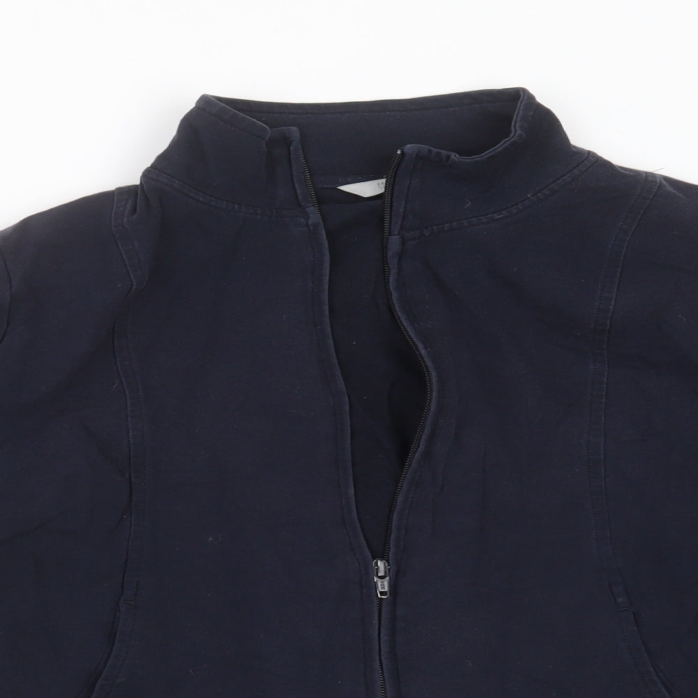 Marks and Spencer Womens Blue High Neck  Cotton Cardigan Jumper Size 16