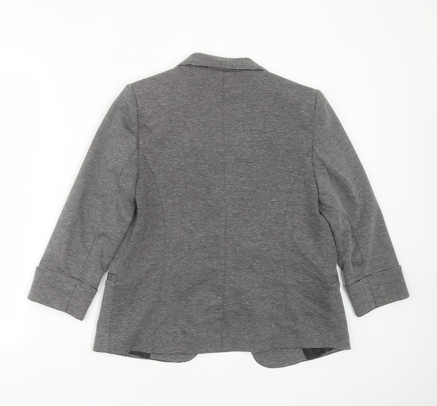 Principles Womens Grey Striped Viscose Jacket Blazer Size 10