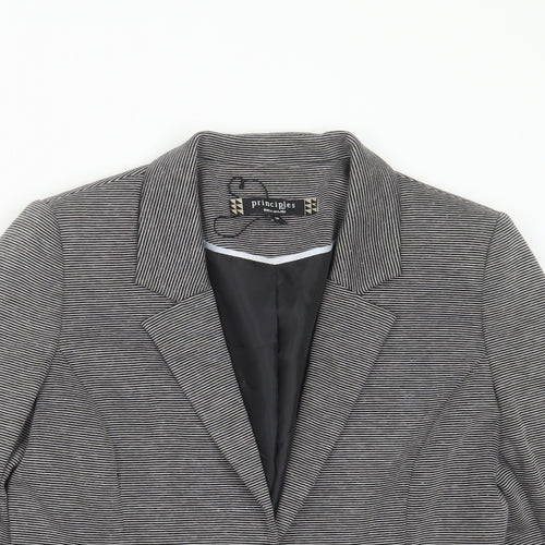 Principles Womens Grey Striped Viscose Jacket Blazer Size 10