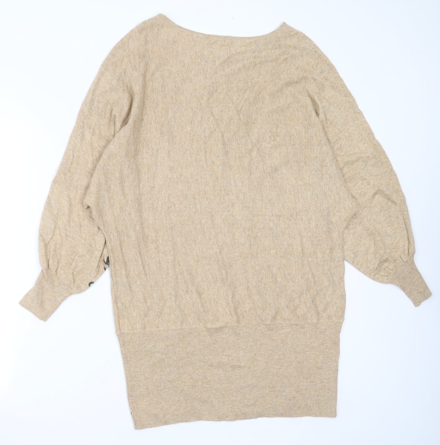 Roman Womens Beige Animal Print Viscose Jumper Dress  Size 16  Round Neck