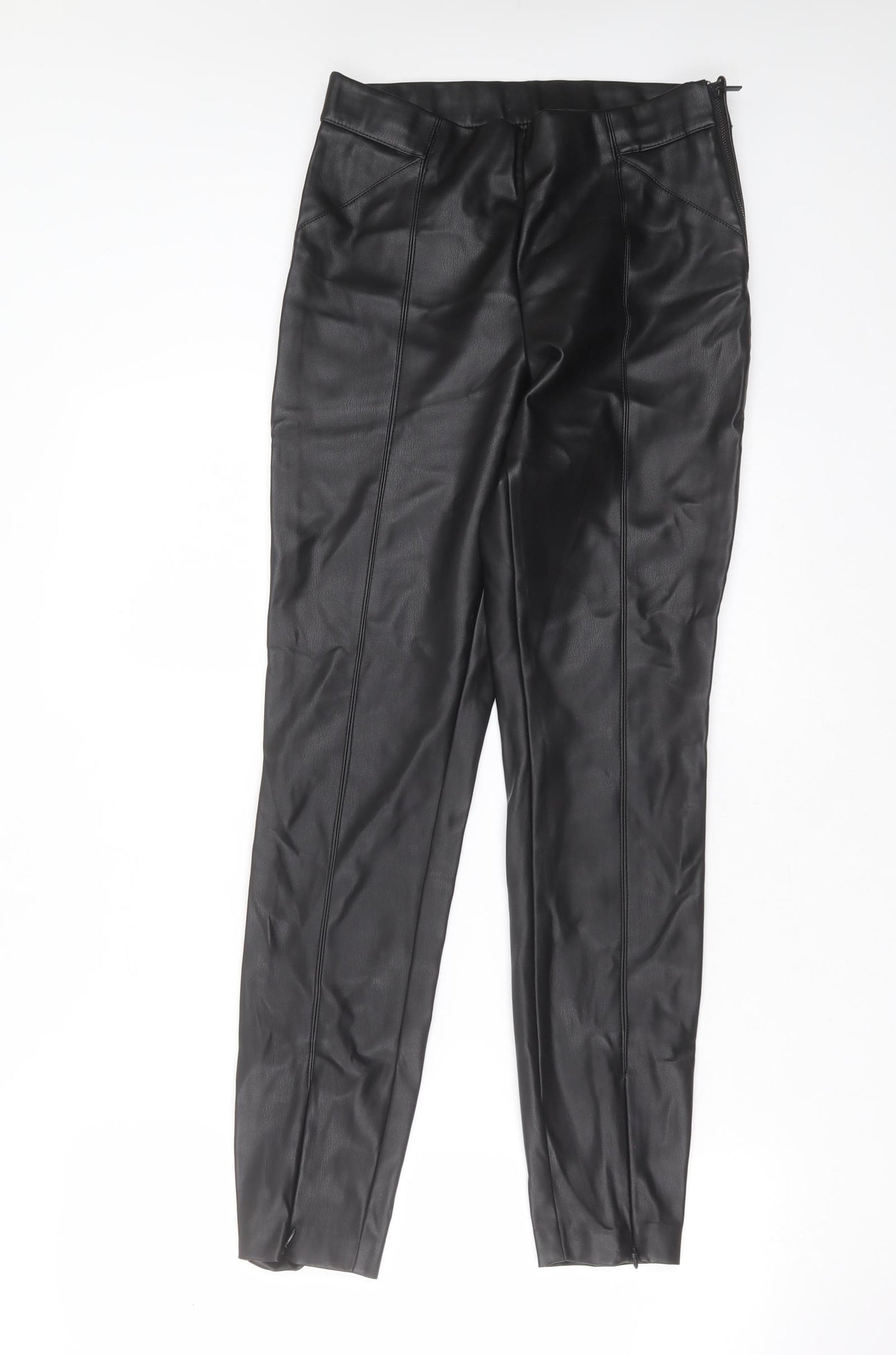 inditex Womens Black  Polyester Trousers  Size 28 in L29 in Slim