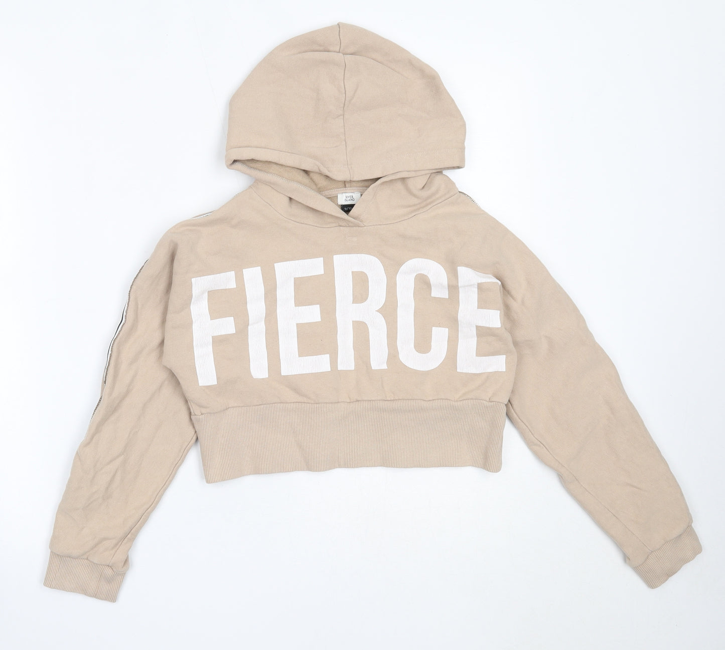 River Island Girls Beige  Cotton Pullover Hoodie Size 9-10 Years