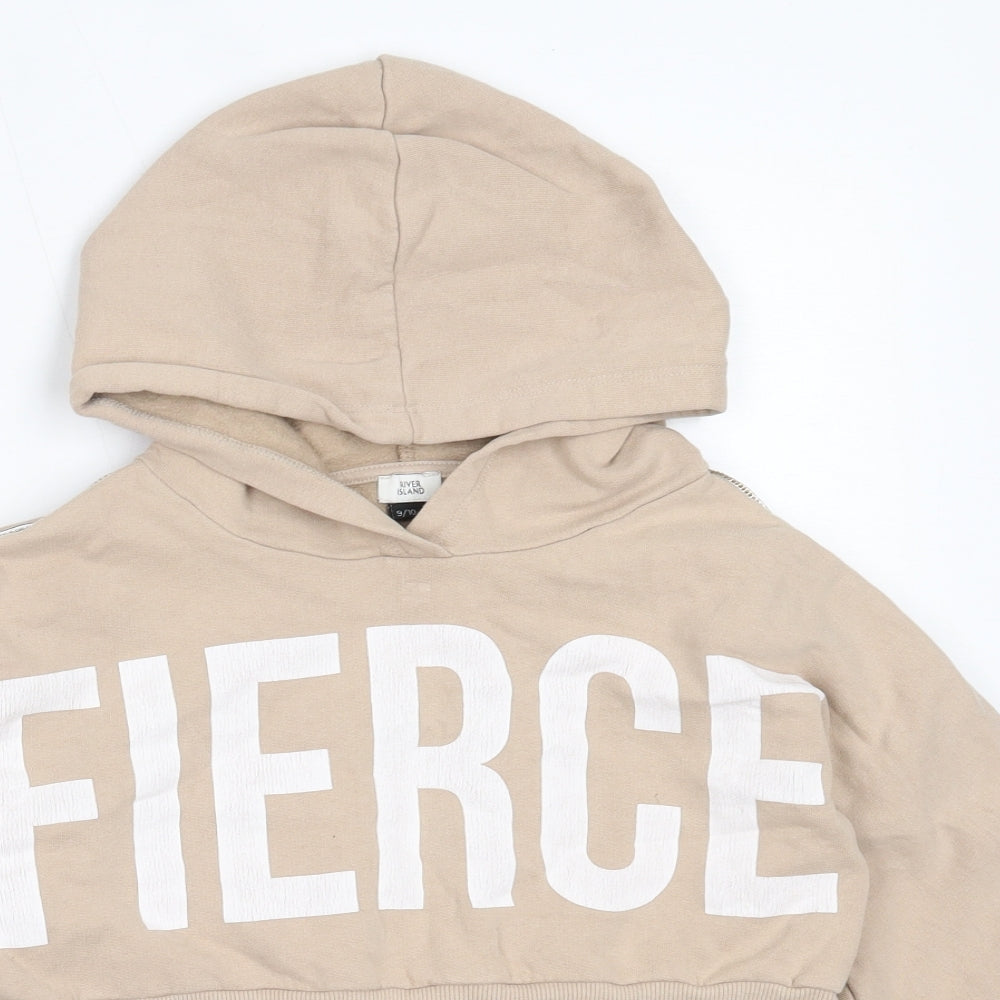 River Island Girls Beige  Cotton Pullover Hoodie Size 9-10 Years