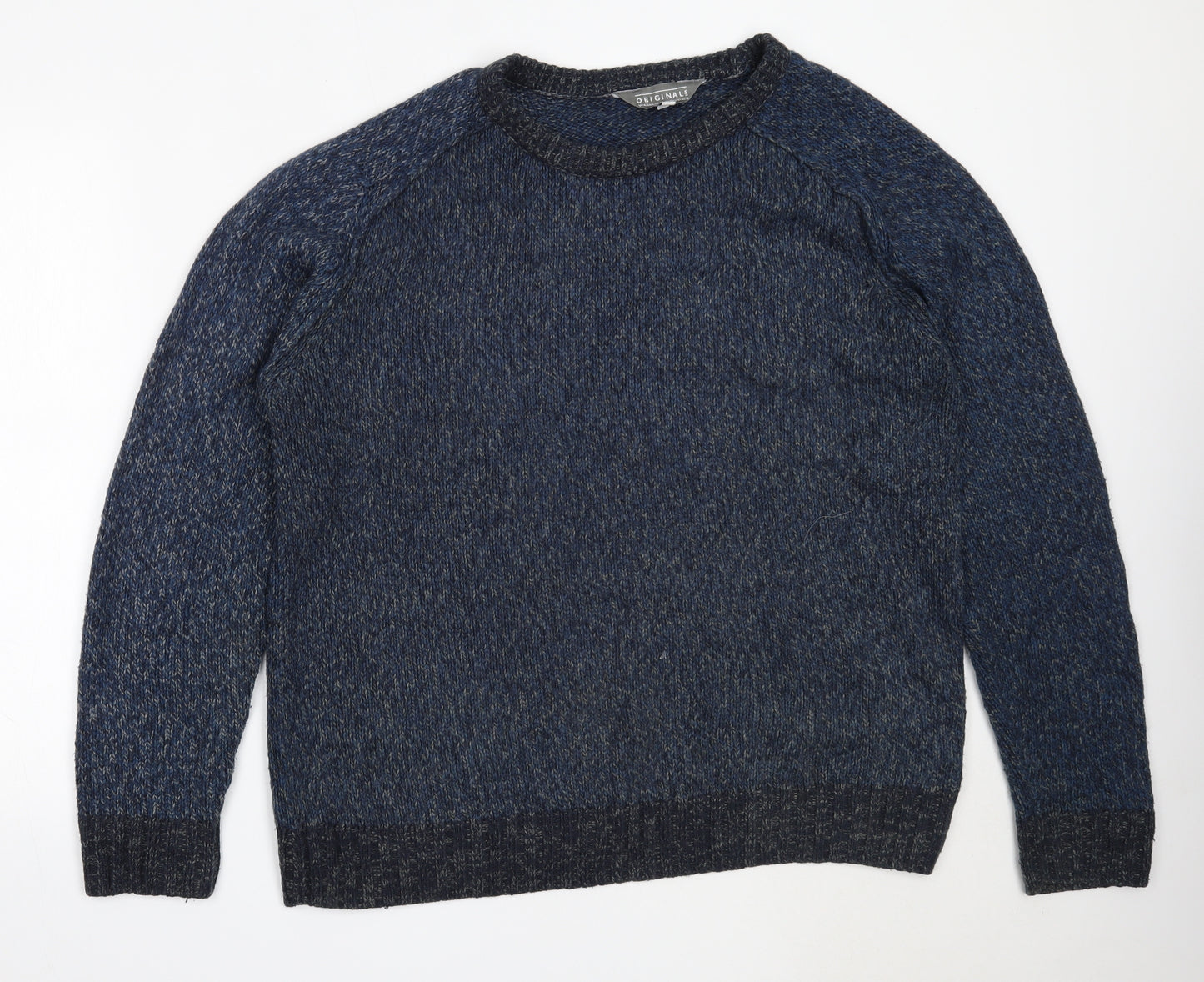 Originals Mens Blue Round Neck  Acrylic Pullover Jumper Size XL
