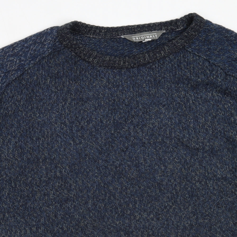 Originals Mens Blue Round Neck  Acrylic Pullover Jumper Size XL
