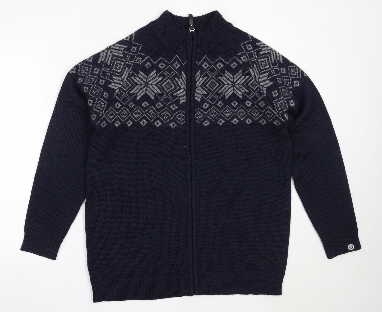 Icewear Mens Blue Round Neck  Wool Full Zip Jumper Size L