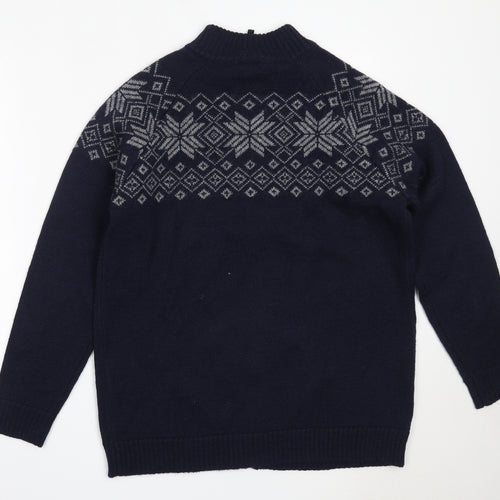 Icewear Mens Blue Round Neck  Wool Full Zip Jumper Size L