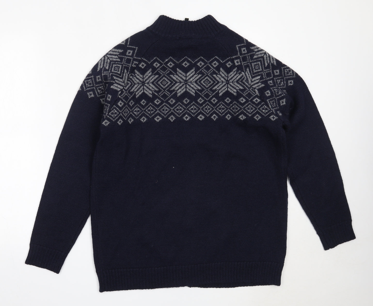 Icewear Mens Blue Round Neck  Wool Full Zip Jumper Size L