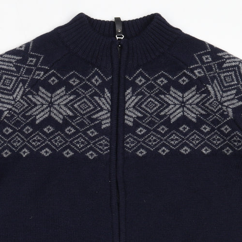 Icewear Mens Blue Round Neck  Wool Full Zip Jumper Size L