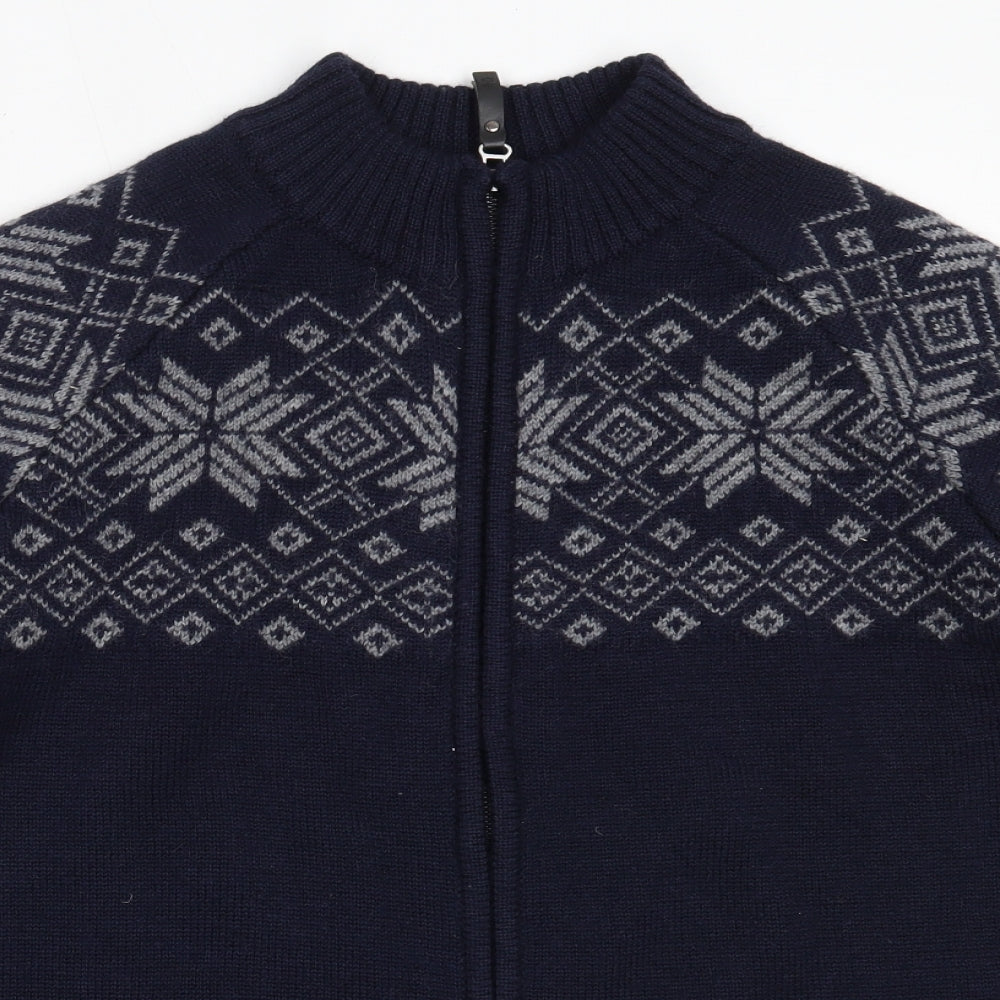 Icewear Mens Blue Round Neck  Wool Full Zip Jumper Size L