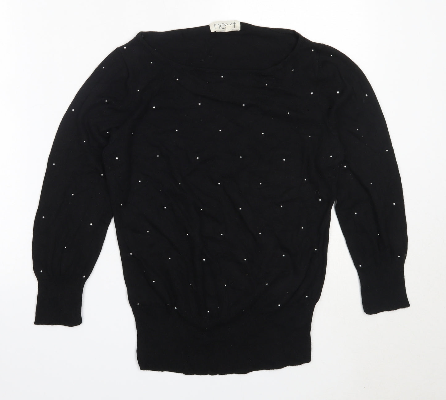 NEXT Womens Black Round Neck  Cotton Pullover Jumper Size 12