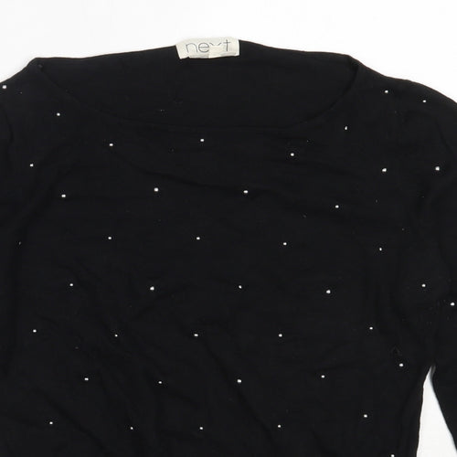 NEXT Womens Black Round Neck  Cotton Pullover Jumper Size 12