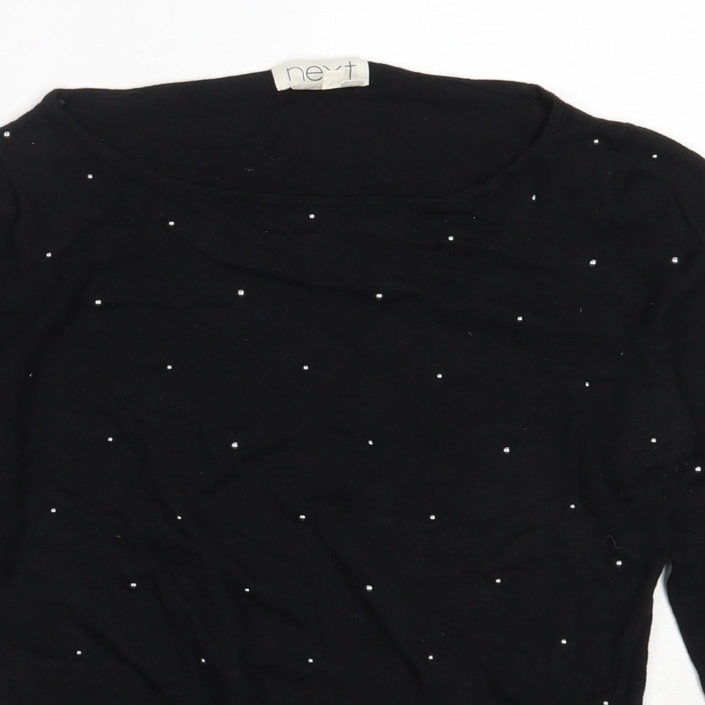 NEXT Womens Black Round Neck  Cotton Pullover Jumper Size 12