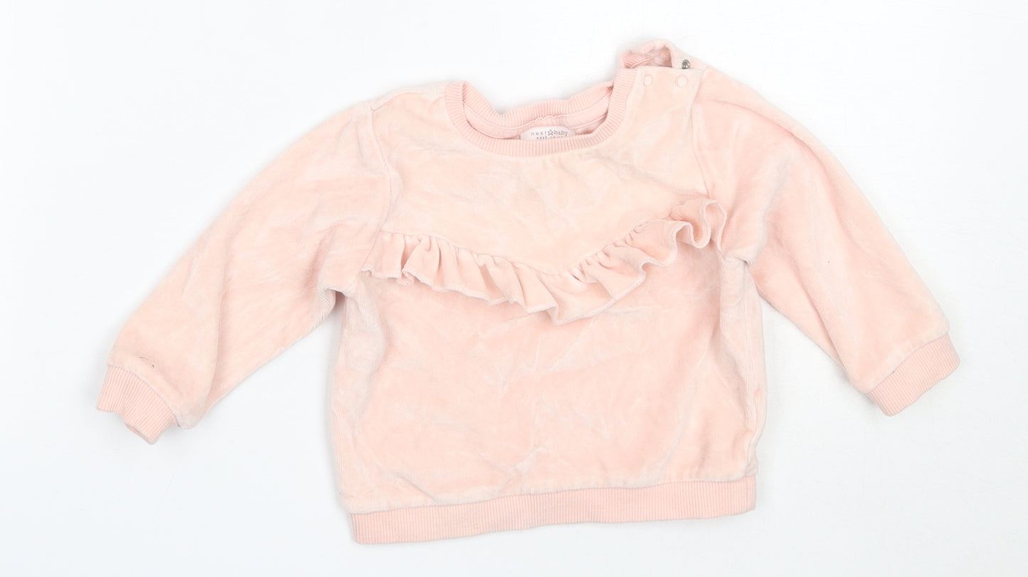 NEXT Girls Pink  Cotton Pullover Jumper Size 9-12 Months