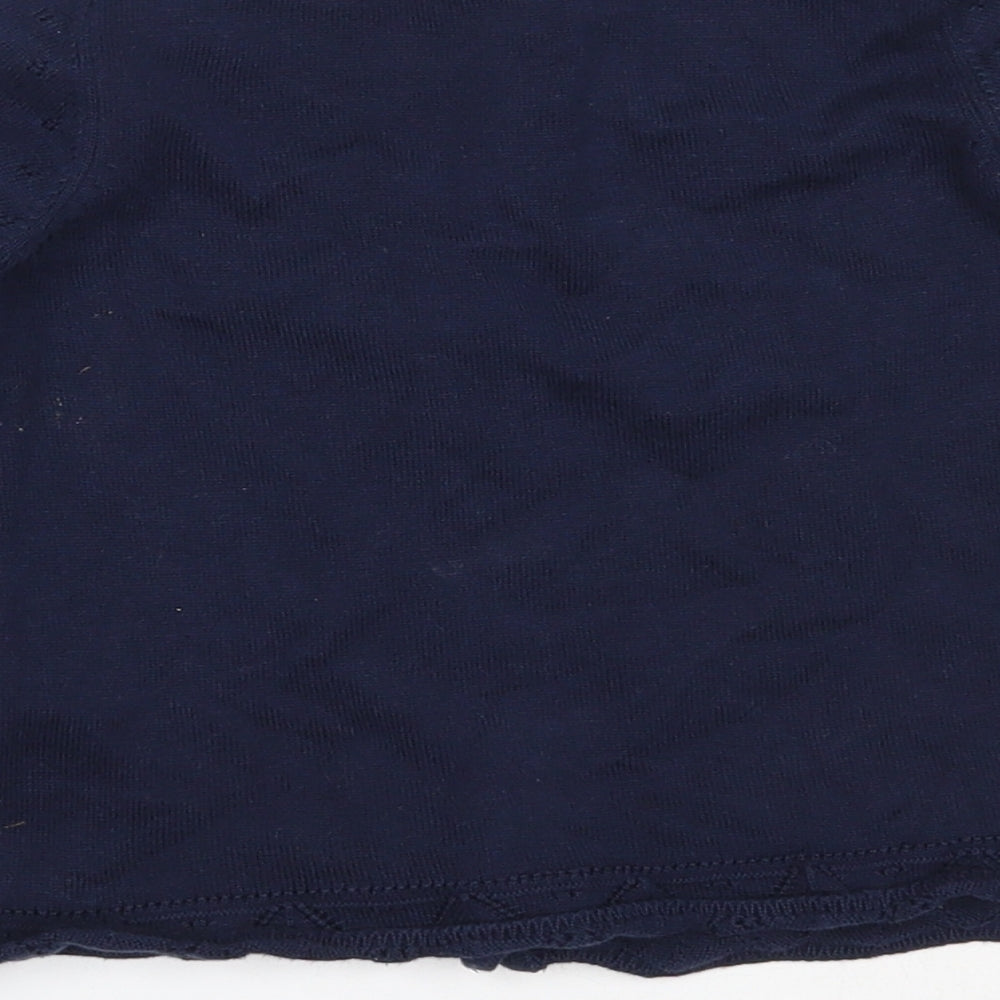 Marks and Spencer Girls Blue Round Neck  Cotton Cardigan Jumper Size 6-7 Years