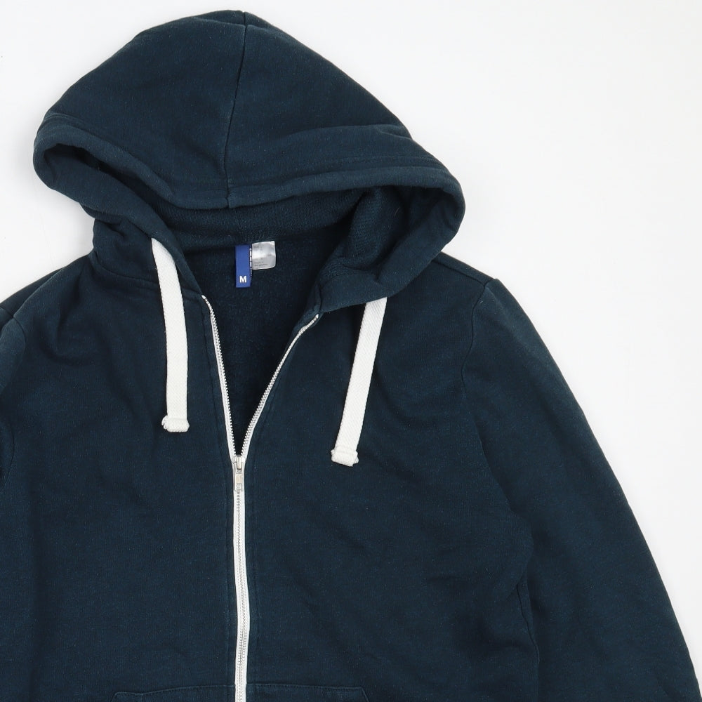 H&M Mens Blue  Cotton Full Zip Hoodie Size M