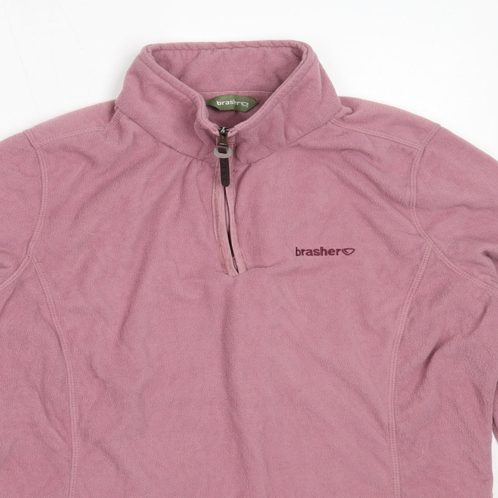 brasher Womens Pink  Polyester Henley Sweatshirt Size 14