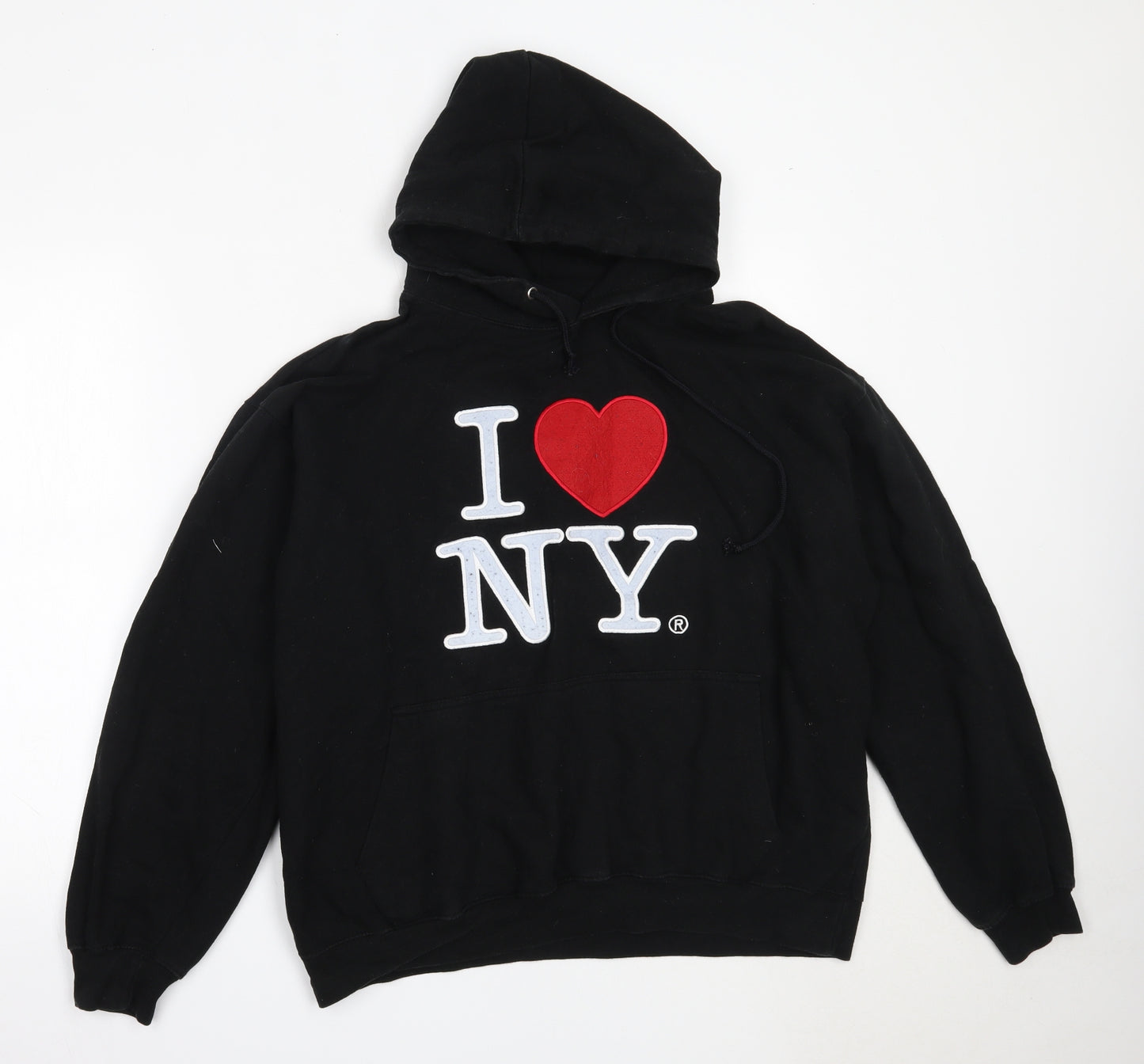 Preworn Womens Black  Cotton Pullover Hoodie Size L   - New york