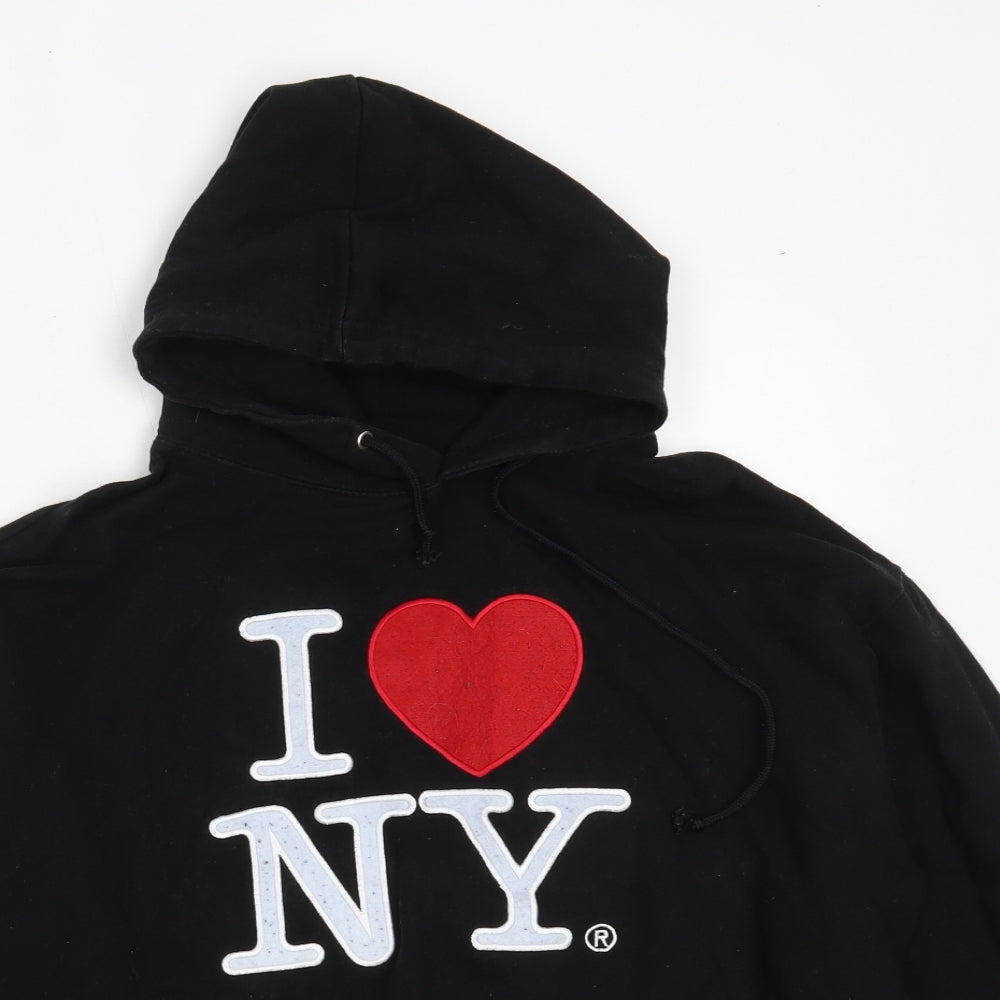 Preworn Womens Black  Cotton Pullover Hoodie Size L   - New york