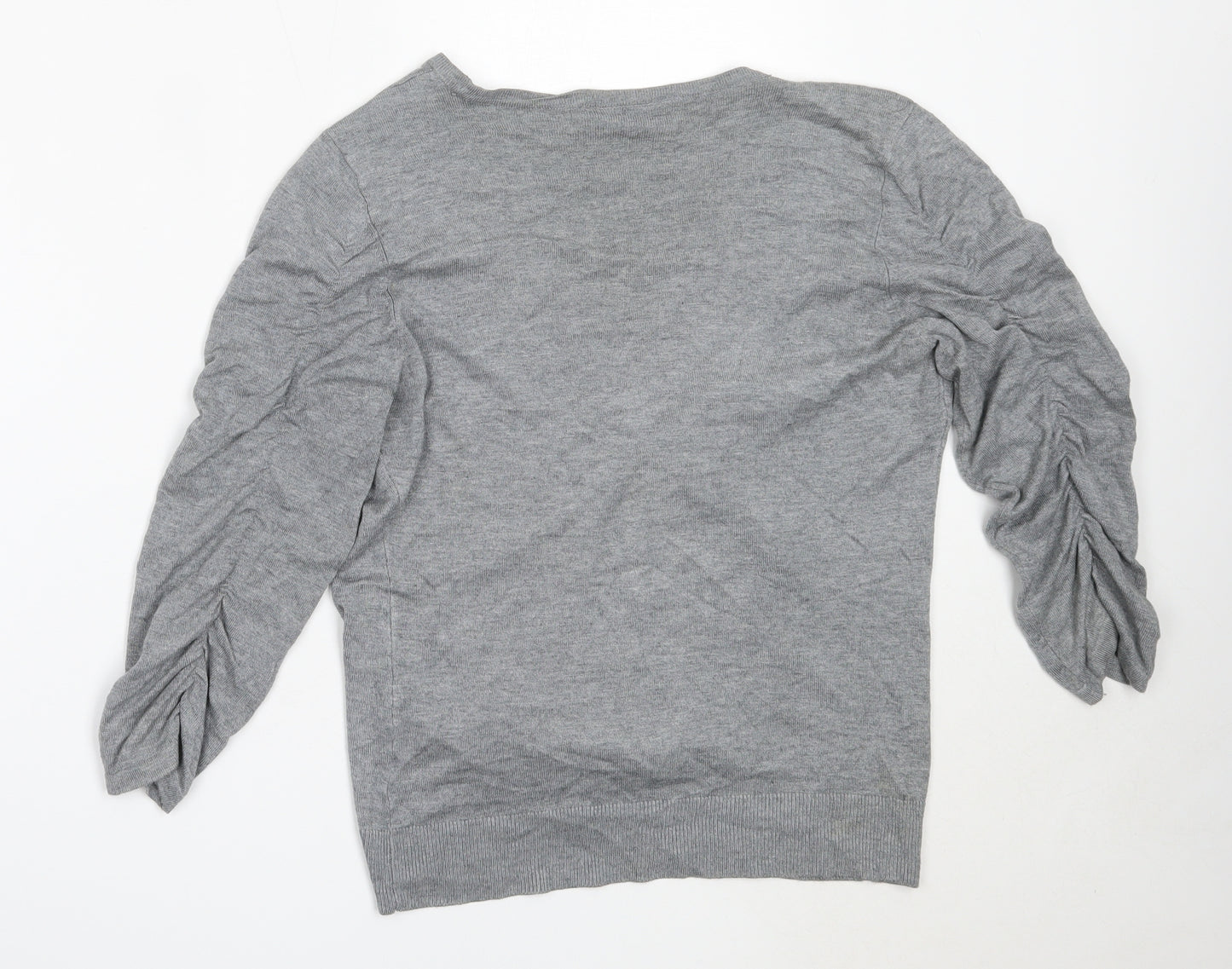 Fransa Womens Grey V-Neck  Rayon Cardigan Jumper Size M