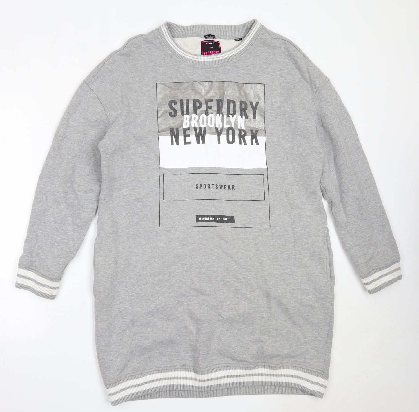 Superdry Womens Grey  Cotton Jumper Dress  Size XL  Round Neck