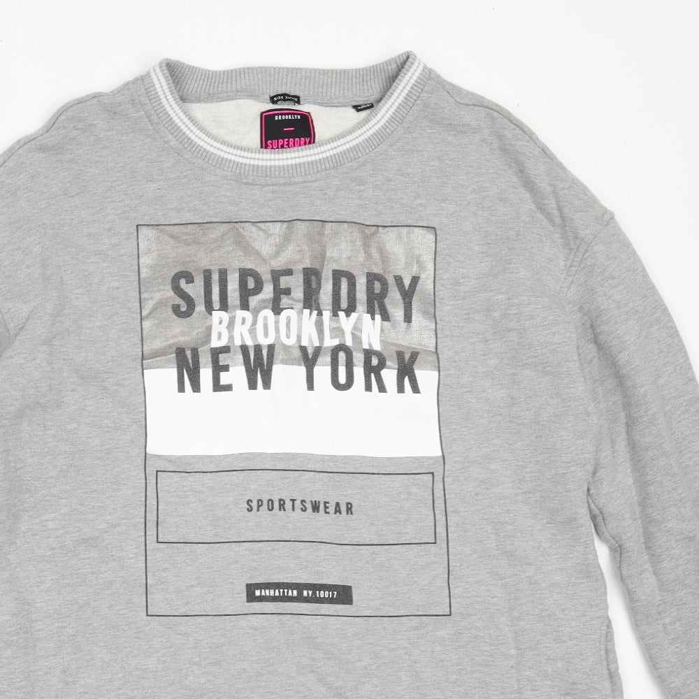 Superdry Womens Grey  Cotton Jumper Dress  Size XL  Round Neck