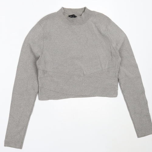New Look Womens Grey High Neck  Viscose Pullover Jumper Size 14