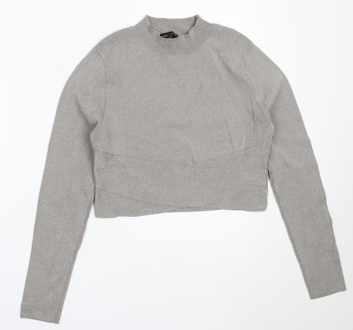 New Look Womens Grey High Neck Viscose Pullover Jumper Size 14