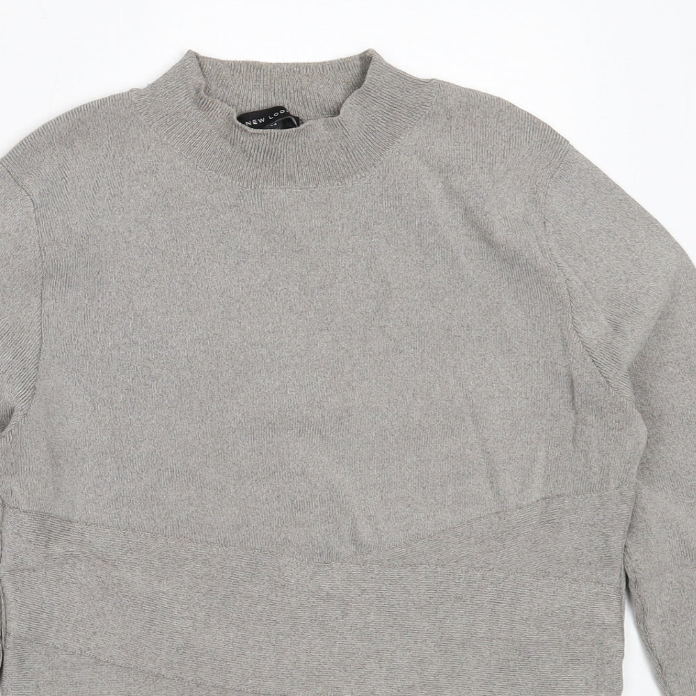 New Look Womens Grey High Neck  Viscose Pullover Jumper Size 14