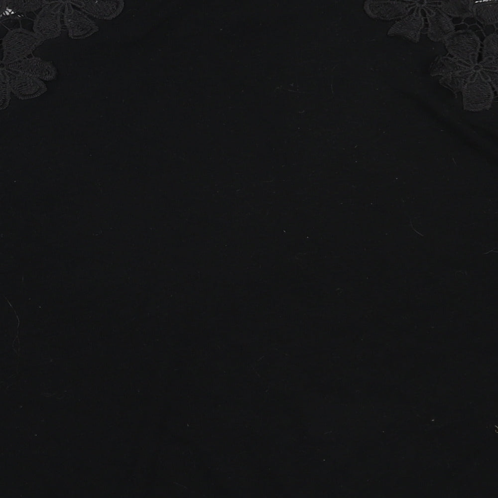 Poof Womens Black Round Neck  Cotton Pullover Jumper Size L