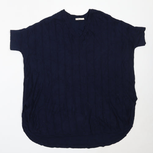 TU Womens Blue V-Neck  Viscose Pullover Jumper Size 10